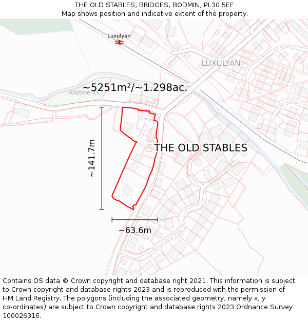THE OLD STABLES, BRIDGES, BODMIN, PL30 5EF: Plot and title map