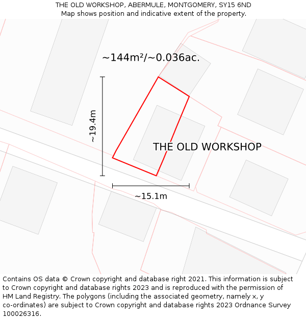 THE OLD WORKSHOP, ABERMULE, MONTGOMERY, SY15 6ND: Plot and title map
