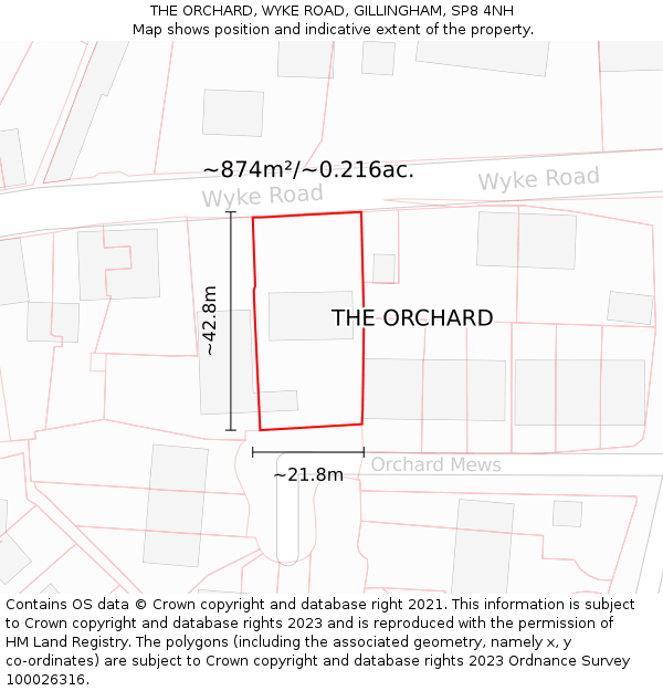 THE ORCHARD, WYKE ROAD, GILLINGHAM, SP8 4NH: Plot and title map