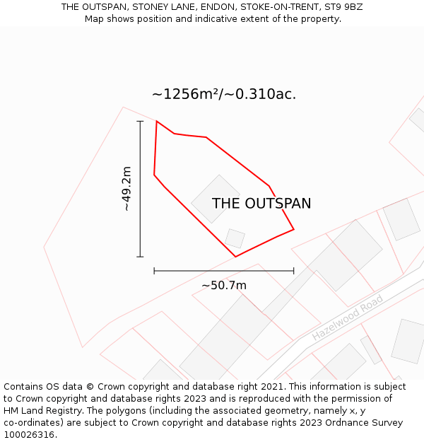 THE OUTSPAN, STONEY LANE, ENDON, STOKE-ON-TRENT, ST9 9BZ: Plot and title map