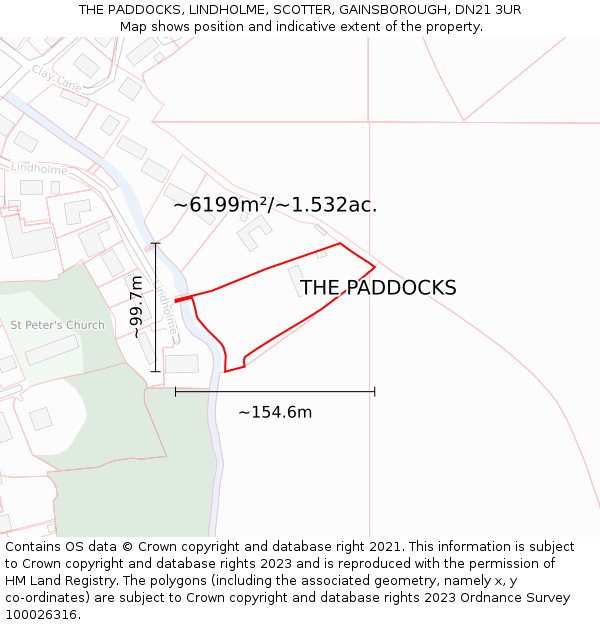 THE PADDOCKS, LINDHOLME, SCOTTER, GAINSBOROUGH, DN21 3UR: Plot and title map