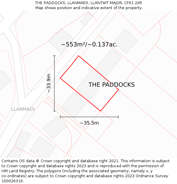 THE PADDOCKS, LLANMAES, LLANTWIT MAJOR, CF61 2XR: Plot and title map