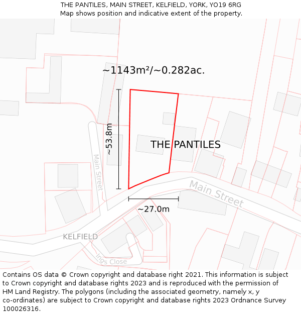 THE PANTILES, MAIN STREET, KELFIELD, YORK, YO19 6RG: Plot and title map