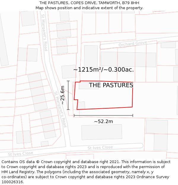 THE PASTURES, COPES DRIVE, TAMWORTH, B79 8HH: Plot and title map