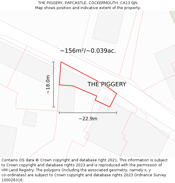 THE PIGGERY, PAPCASTLE, COCKERMOUTH, CA13 0JN: Plot and title map