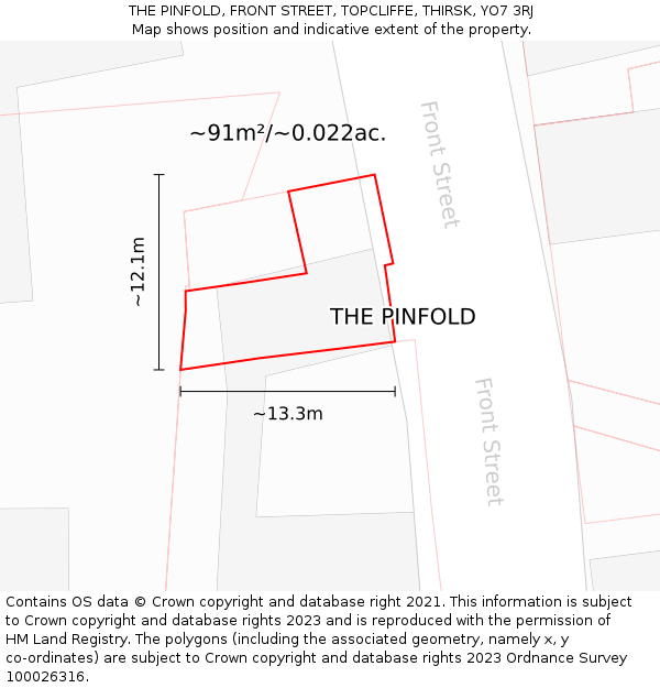 THE PINFOLD, FRONT STREET, TOPCLIFFE, THIRSK, YO7 3RJ: Plot and title map