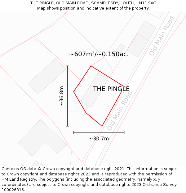 THE PINGLE, OLD MAIN ROAD, SCAMBLESBY, LOUTH, LN11 9XG: Plot and title map