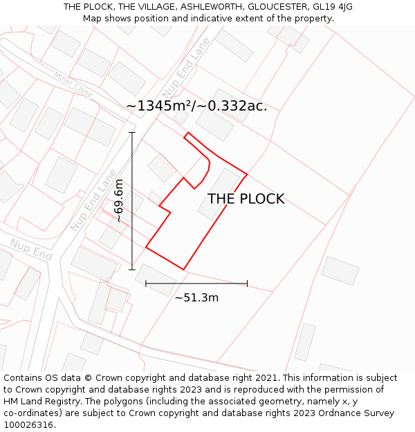 THE PLOCK, THE VILLAGE, ASHLEWORTH, GLOUCESTER, GL19 4JG: Plot and title map