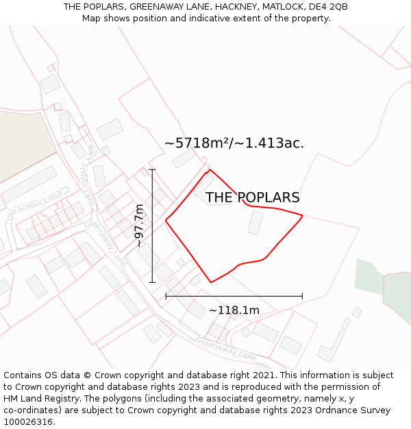 THE POPLARS, GREENAWAY LANE, HACKNEY, MATLOCK, DE4 2QB: Plot and title map