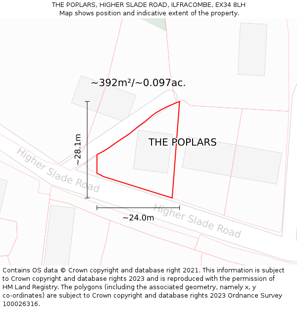 THE POPLARS, HIGHER SLADE ROAD, ILFRACOMBE, EX34 8LH: Plot and title map
