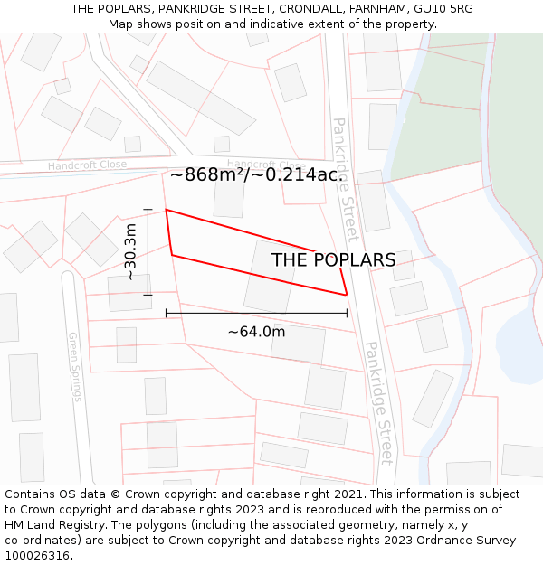 THE POPLARS, PANKRIDGE STREET, CRONDALL, FARNHAM, GU10 5RG: Plot and title map