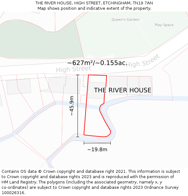 THE RIVER HOUSE, HIGH STREET, ETCHINGHAM, TN19 7AN: Plot and title map