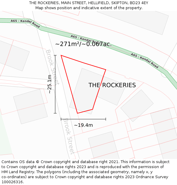 THE ROCKERIES, MAIN STREET, HELLIFIELD, SKIPTON, BD23 4EY: Plot and title map