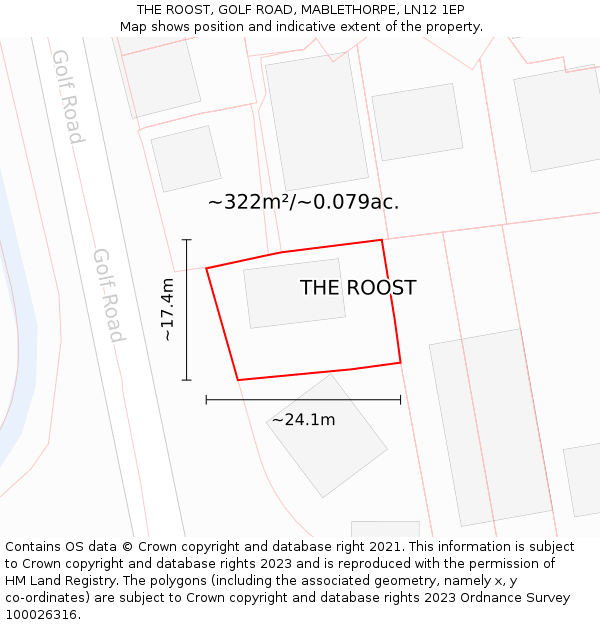 THE ROOST, GOLF ROAD, MABLETHORPE, LN12 1EP: Plot and title map