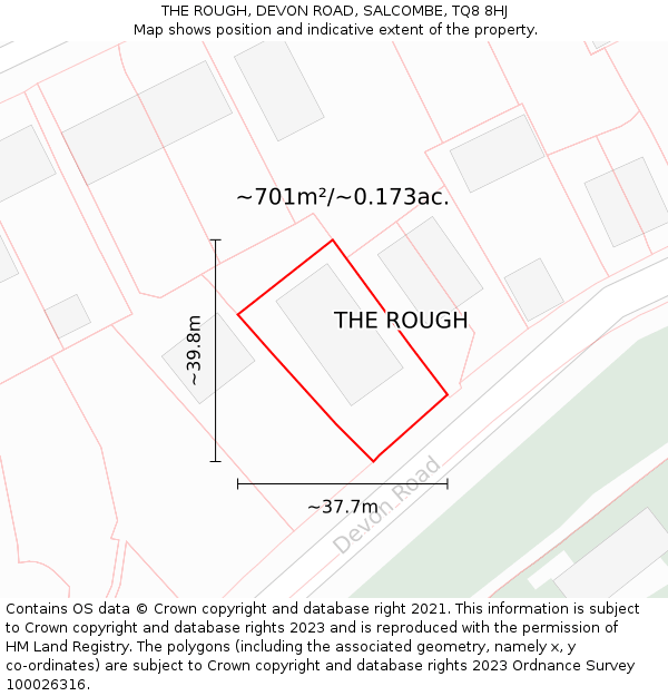 THE ROUGH, DEVON ROAD, SALCOMBE, TQ8 8HJ: Plot and title map