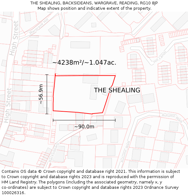 THE SHEALING, BACKSIDEANS, WARGRAVE, READING, RG10 8JP: Plot and title map