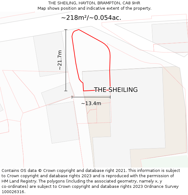 THE SHEILING, HAYTON, BRAMPTON, CA8 9HR: Plot and title map