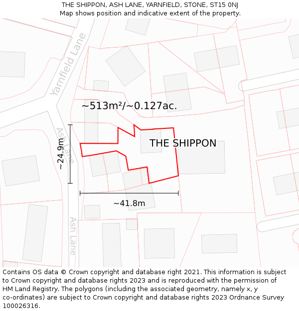 THE SHIPPON, ASH LANE, YARNFIELD, STONE, ST15 0NJ: Plot and title map