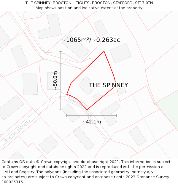 THE SPINNEY, BROCTON HEIGHTS, BROCTON, STAFFORD, ST17 0TN: Plot and title map
