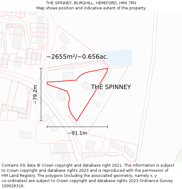 THE SPINNEY, BURGHILL, HEREFORD, HR4 7RN: Plot and title map