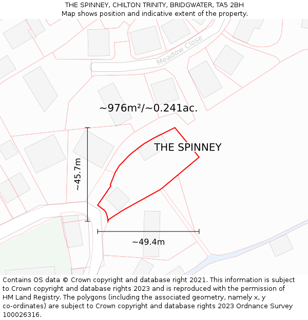 THE SPINNEY, CHILTON TRINITY, BRIDGWATER, TA5 2BH: Plot and title map