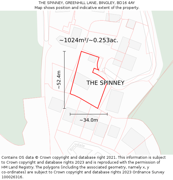 THE SPINNEY, GREENHILL LANE, BINGLEY, BD16 4AY: Plot and title map
