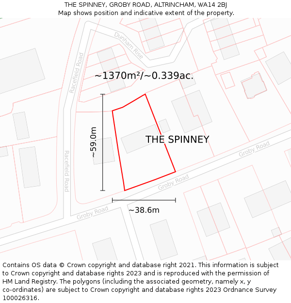 THE SPINNEY, GROBY ROAD, ALTRINCHAM, WA14 2BJ: Plot and title map