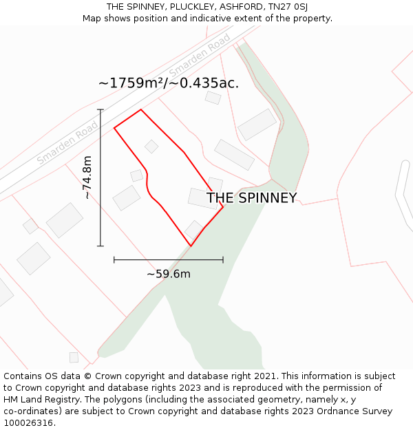 THE SPINNEY, PLUCKLEY, ASHFORD, TN27 0SJ: Plot and title map