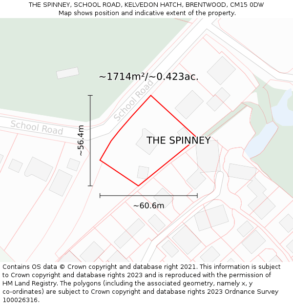 THE SPINNEY, SCHOOL ROAD, KELVEDON HATCH, BRENTWOOD, CM15 0DW: Plot and title map