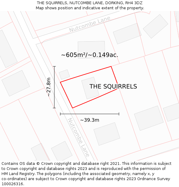 THE SQUIRRELS, NUTCOMBE LANE, DORKING, RH4 3DZ: Plot and title map