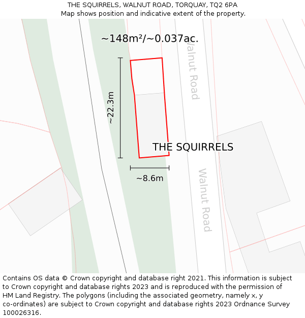 THE SQUIRRELS, WALNUT ROAD, TORQUAY, TQ2 6PA: Plot and title map