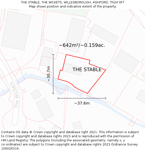 THE STABLE, THE WICKETS, WILLESBOROUGH, ASHFORD, TN24 0FT: Plot and title map