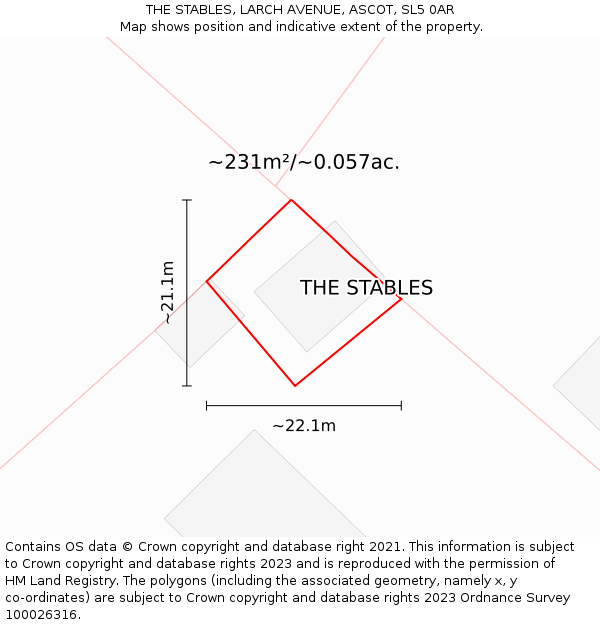 THE STABLES, LARCH AVENUE, ASCOT, SL5 0AR: Plot and title map