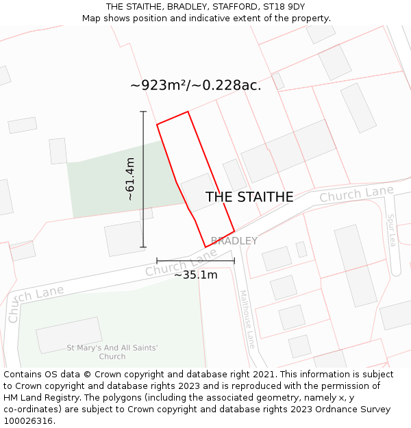 THE STAITHE, BRADLEY, STAFFORD, ST18 9DY: Plot and title map