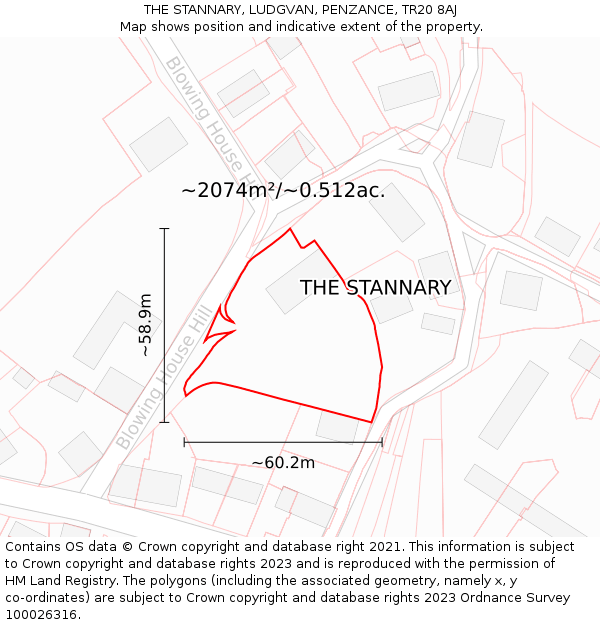 THE STANNARY, LUDGVAN, PENZANCE, TR20 8AJ: Plot and title map