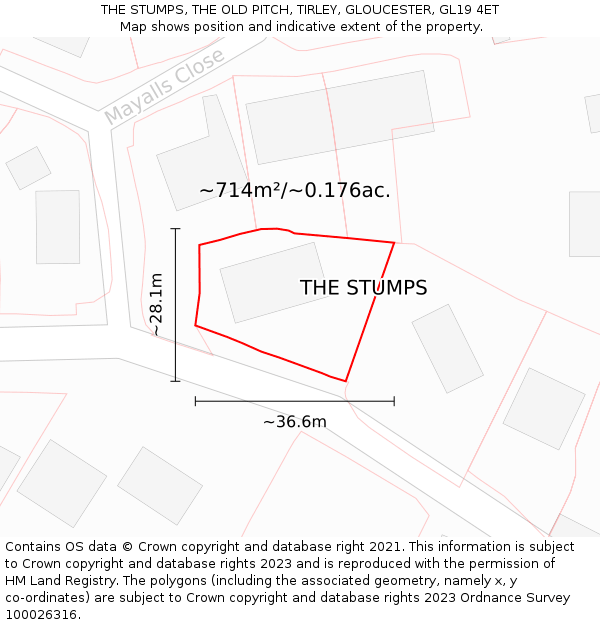 THE STUMPS, THE OLD PITCH, TIRLEY, GLOUCESTER, GL19 4ET: Plot and title map