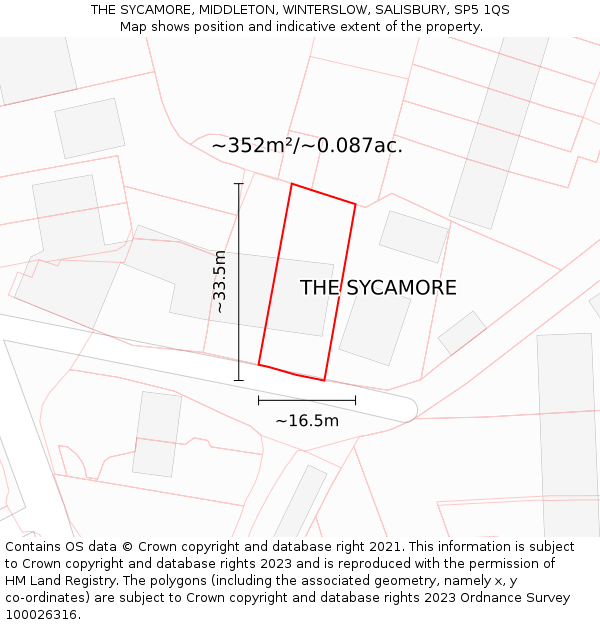 THE SYCAMORE, MIDDLETON, WINTERSLOW, SALISBURY, SP5 1QS: Plot and title map
