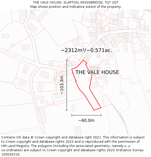 THE VALE HOUSE, SLAPTON, KINGSBRIDGE, TQ7 2QT: Plot and title map