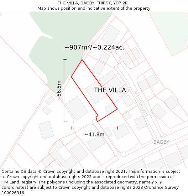 THE VILLA, BAGBY, THIRSK, YO7 2PH: Plot and title map