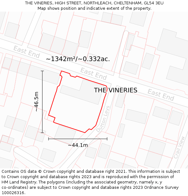 THE VINERIES, HIGH STREET, NORTHLEACH, CHELTENHAM, GL54 3EU: Plot and title map