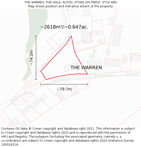 THE WARREN, THE DALE, ALTON, STOKE-ON-TRENT, ST10 4BG: Plot and title map