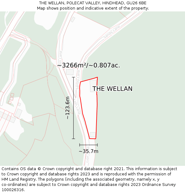 THE WELLAN, POLECAT VALLEY, HINDHEAD, GU26 6BE: Plot and title map