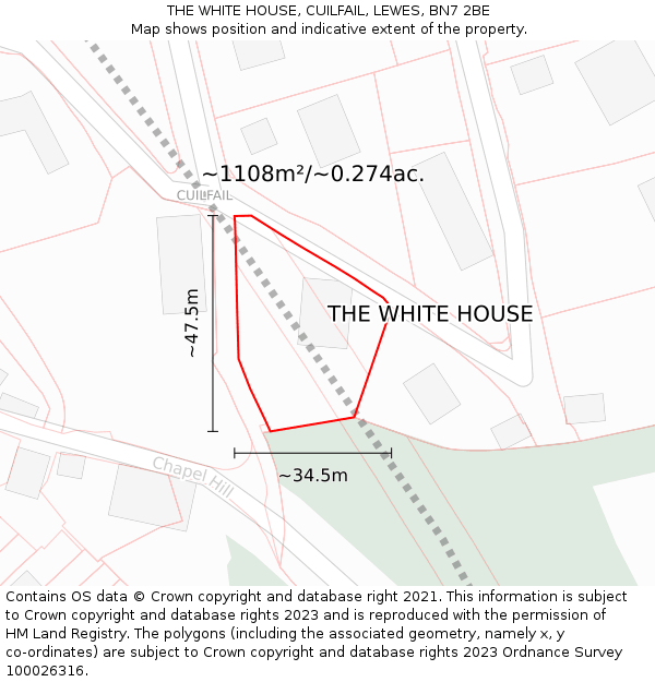 THE WHITE HOUSE, CUILFAIL, LEWES, BN7 2BE: Plot and title map