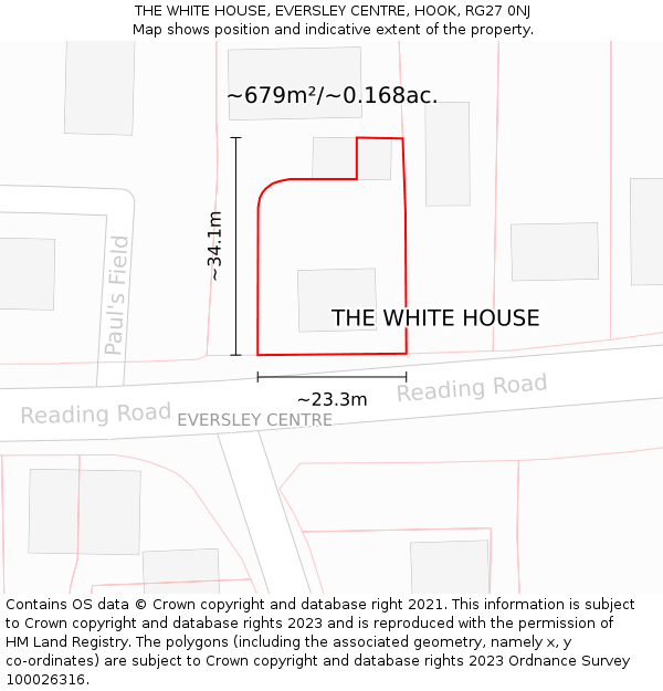 THE WHITE HOUSE, EVERSLEY CENTRE, HOOK, RG27 0NJ: Plot and title map