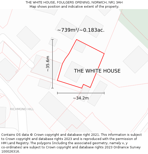THE WHITE HOUSE, FOULGERS OPENING, NORWICH, NR1 3AH: Plot and title map