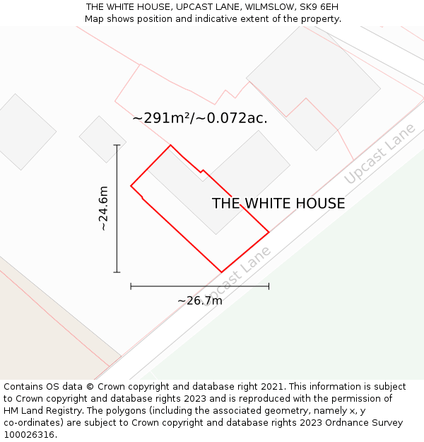 THE WHITE HOUSE, UPCAST LANE, WILMSLOW, SK9 6EH: Plot and title map