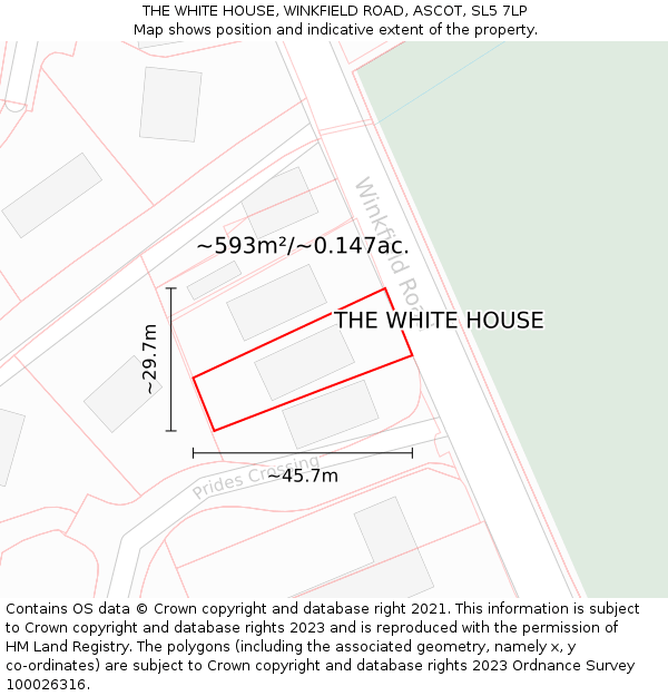 THE WHITE HOUSE, WINKFIELD ROAD, ASCOT, SL5 7LP: Plot and title map