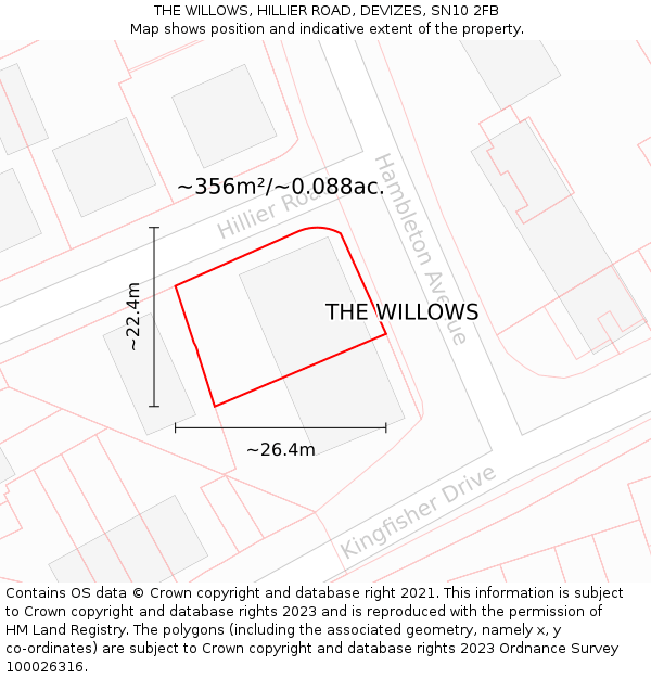THE WILLOWS, HILLIER ROAD, DEVIZES, SN10 2FB: Plot and title map