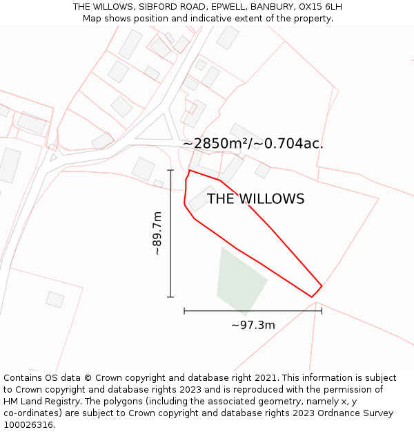 THE WILLOWS, SIBFORD ROAD, EPWELL, BANBURY, OX15 6LH: Plot and title map