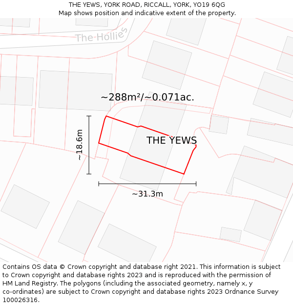 THE YEWS, YORK ROAD, RICCALL, YORK, YO19 6QG: Plot and title map